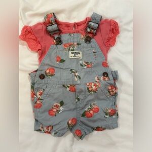 Oshkosh B’gosh 🍑 6 Months Peach Overalls Outfit sister matching